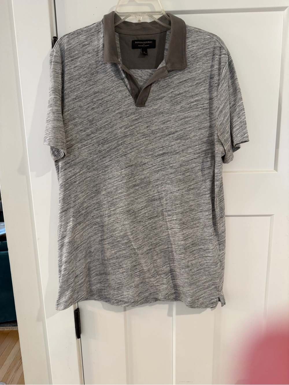 Banana Republic Gray Heather Polo with Contrast Collar